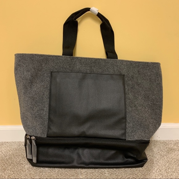 Black and Gray Large Tote Bag - Picture 1 of 8